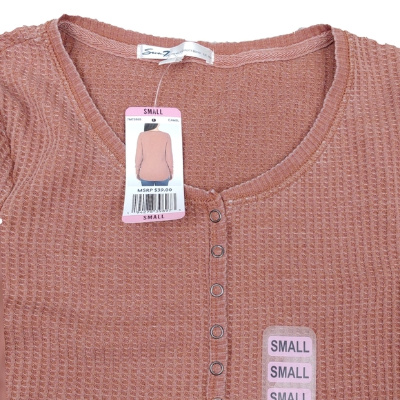 NWT Seven7 Ladies S.Various Colors Waffle Henley Long Sleeve Top - Picture 5 of 12